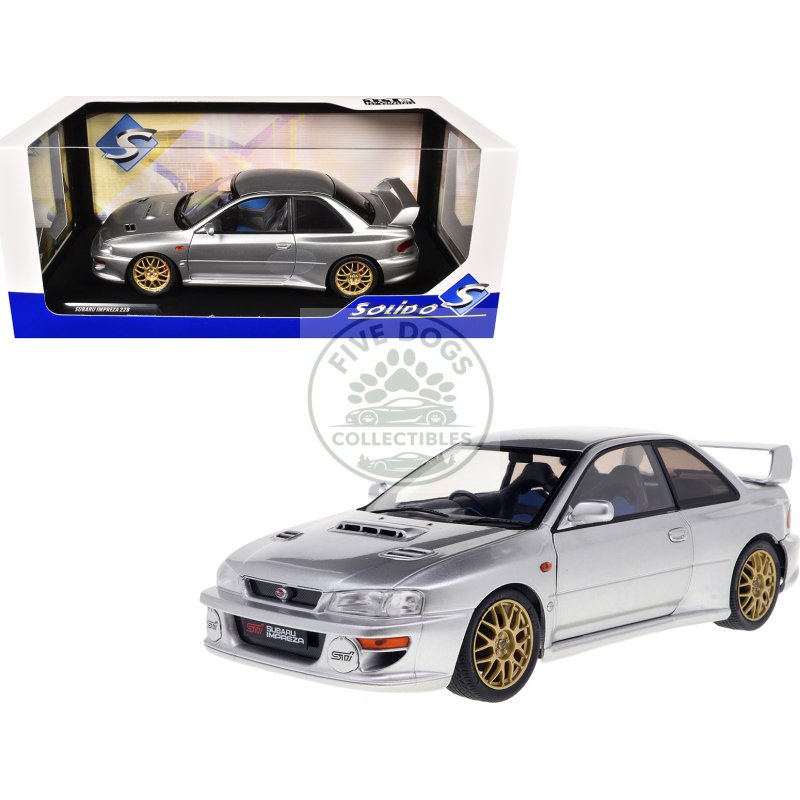 1998 subaru impreza 22b rhd (right hand drive) silver metallic with gold wheels 1/18 diecast model car by solido