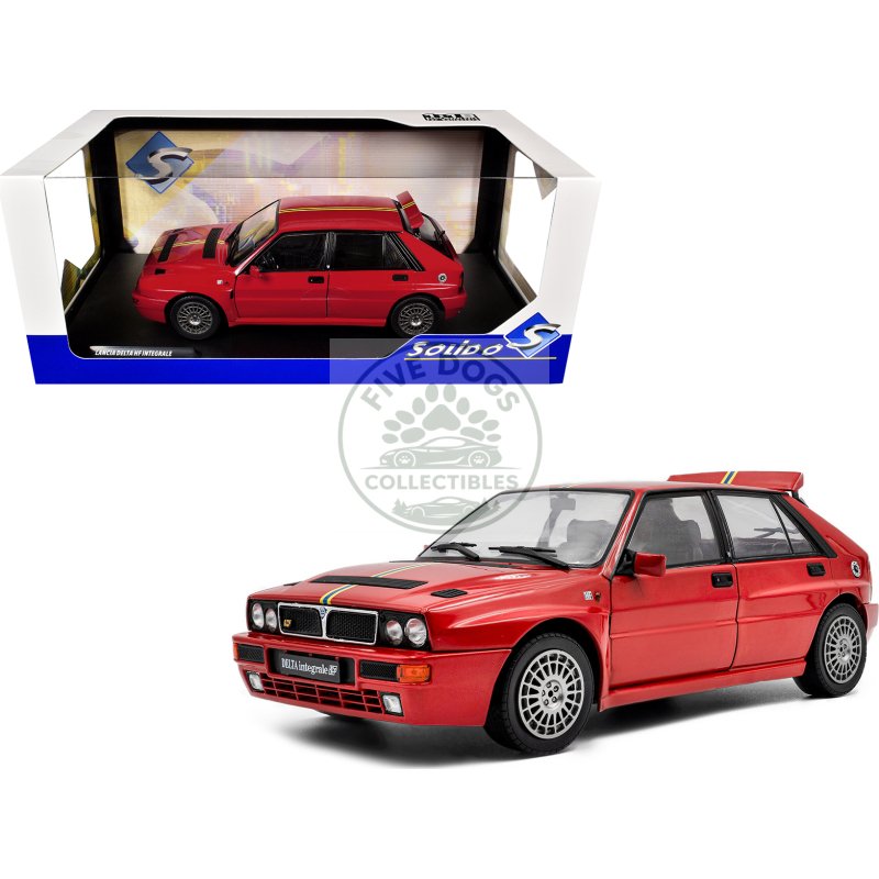 1995 lancia delta hf integrale edizione finale red with stripes 1/18 diecast model car by solido