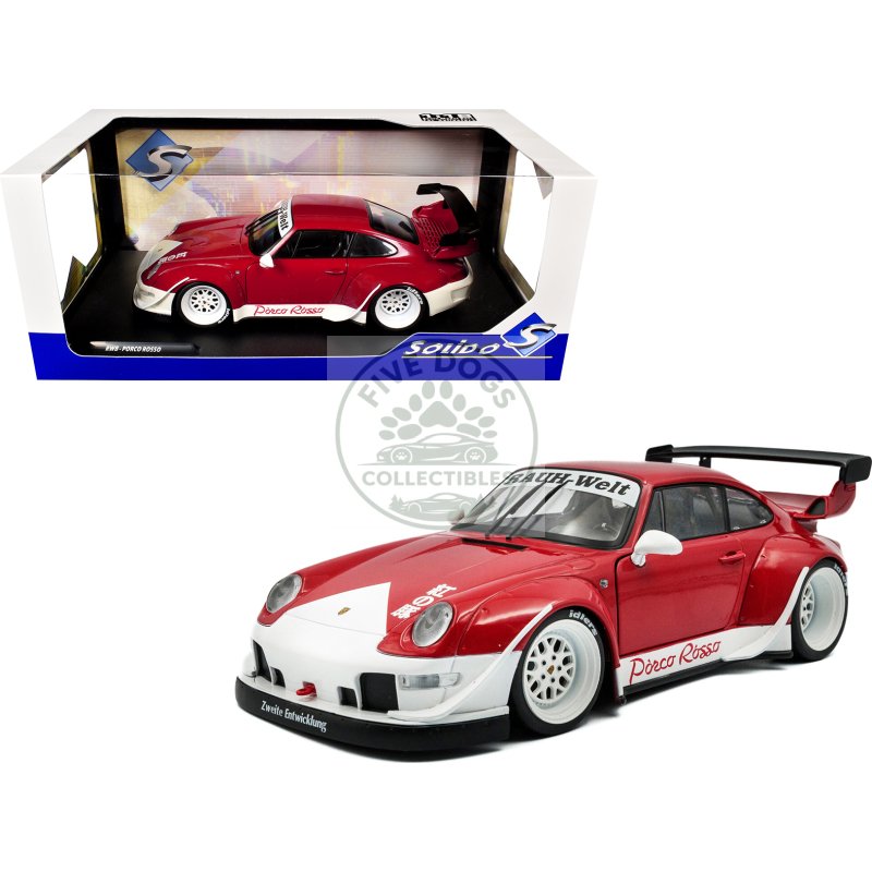 2020 rwb bodykit "porco rosso" red and white 1/18 diecast model car by solido