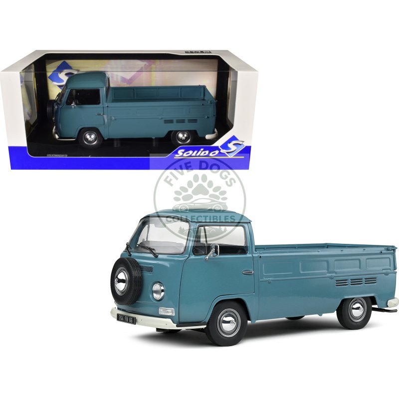 1968 volkswagen t2 pickup truck petrol blue 1/18 diecast model car by solido