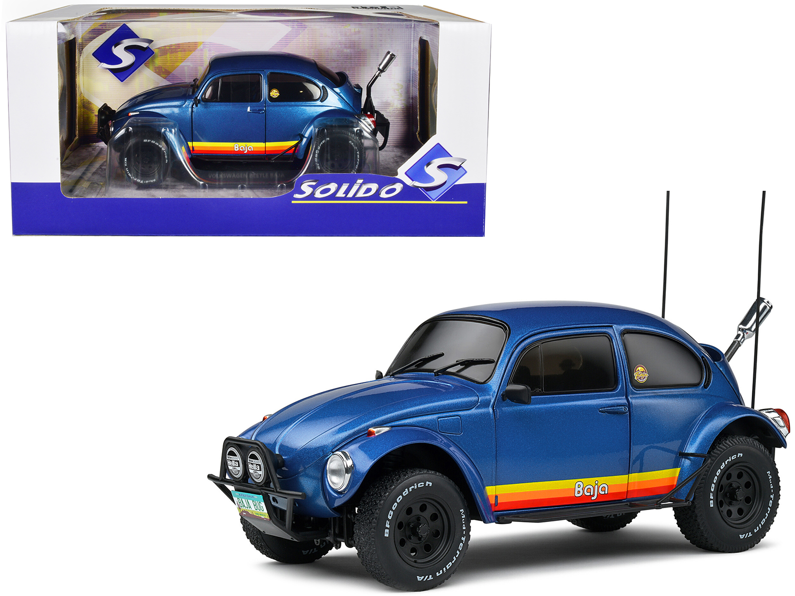1975 volkswagen beetle baja blue metallic with stripes 1/18 diecast model car by solido 1975 volkswagen beetle baja blue metallic with stripes 1/18 diecast model car by solido