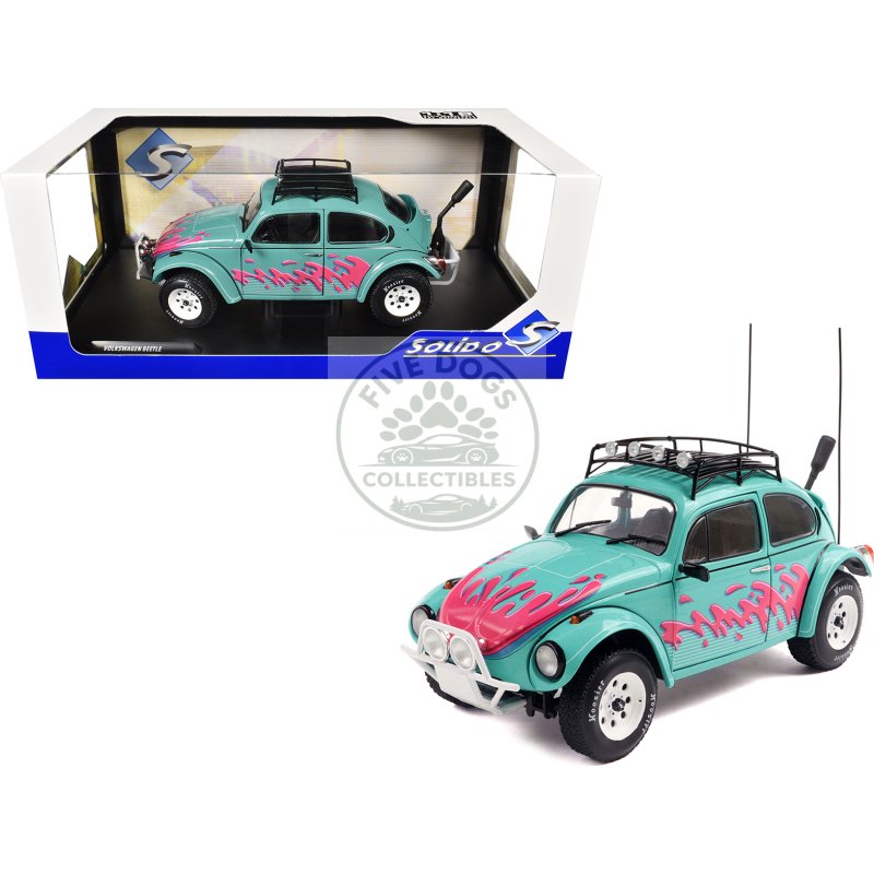 1976 volkswagen beetle baja miami green with pink graphics 1/18 diecast model car by solido