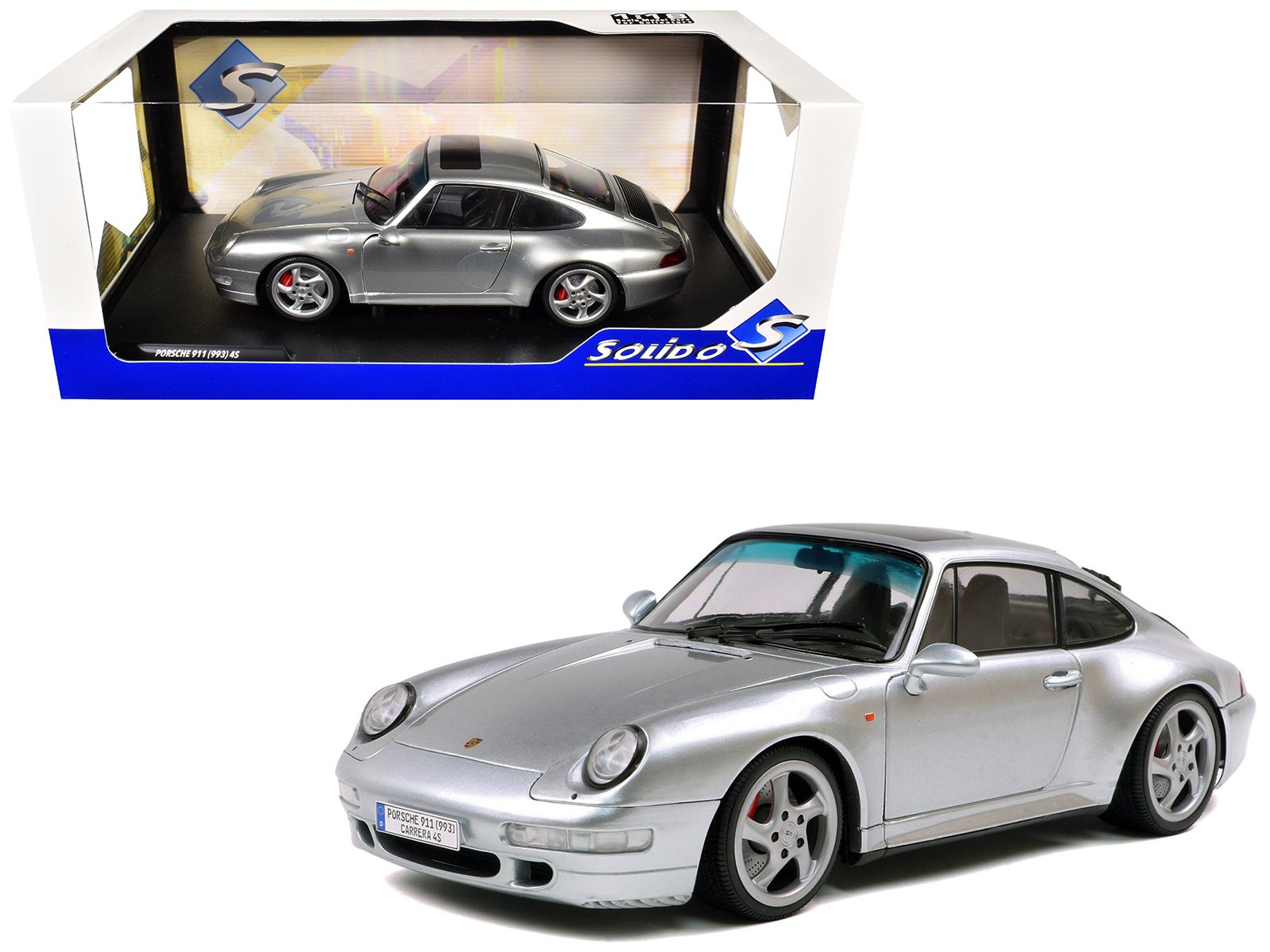 1996 porsche 911 (993) 4s polar silver metallic 1/18 diecast model car by solido 1996 porsche 911 (993) 4s polar silver metallic 1/18 diecast model car by solido