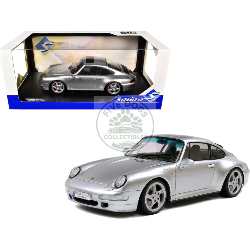 1996 porsche 911 (993) 4s polar silver metallic 1/18 diecast model car by solido