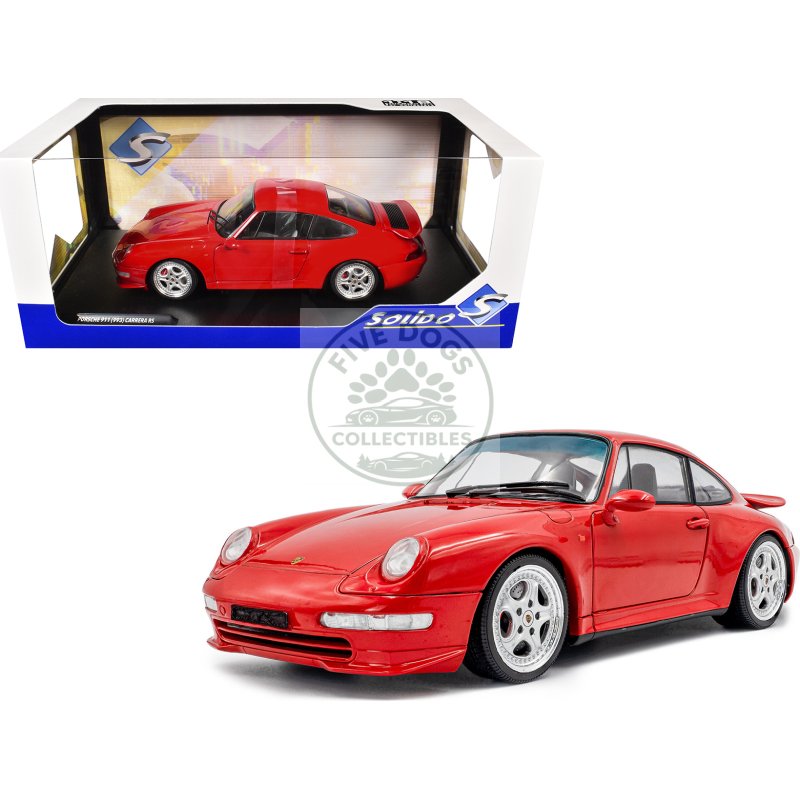 1997 porsche 911 (993) carrera rs guards red 1/18 diecast model car by solido