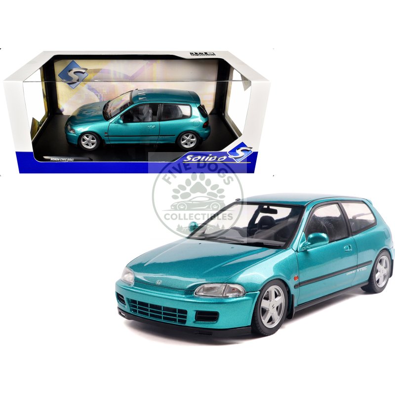 1991 honda civic (eg6) rhd (right hand drive) aztec green metallic 1/18 diecast model car by solido