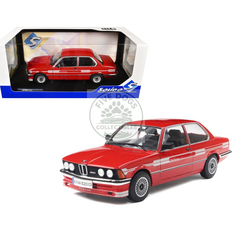 1980 alpina e21 c1 2.3 red with gray stripes 1/18 diecast model car by solido