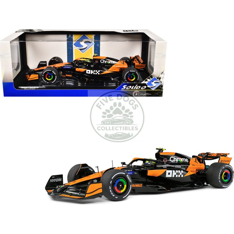 mclaren mcl38 #4 lando norris "okx" winner formula one f1 miami gp (2024) "competition" series 1/18 diecast model car by solido