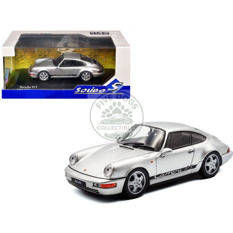 1994 porsche 911 (964) rs silver metallic with black stripes 1/43 diecast model car by solido