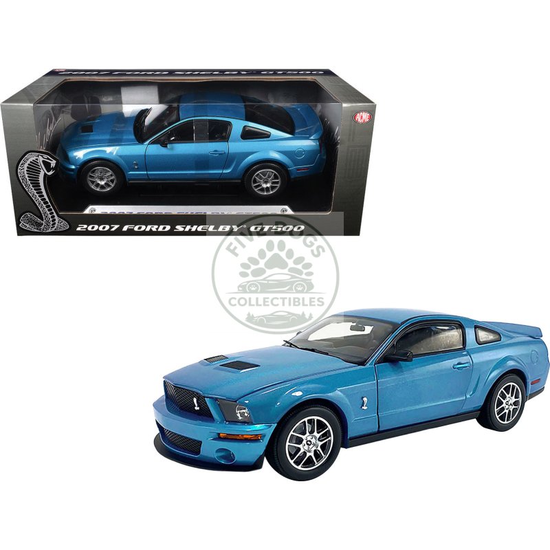 2007 ford shelby gt500 windveil blue metallic "shelby collectibles" series 1/18 diecast model car by acme