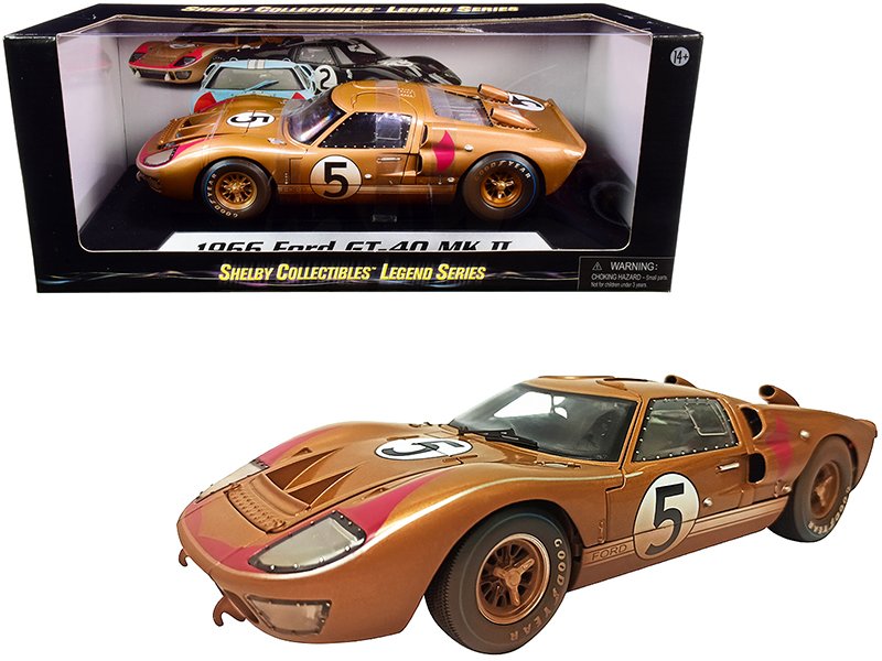 1966 ford gt 40 mk ii #5 gold after race (dirty version) 1/18 diecast model car by shelby collectibles 1966 ford gt 40 mk ii #5 gold after race (dirty version) 1/18 diecast model car by shelby collectibles