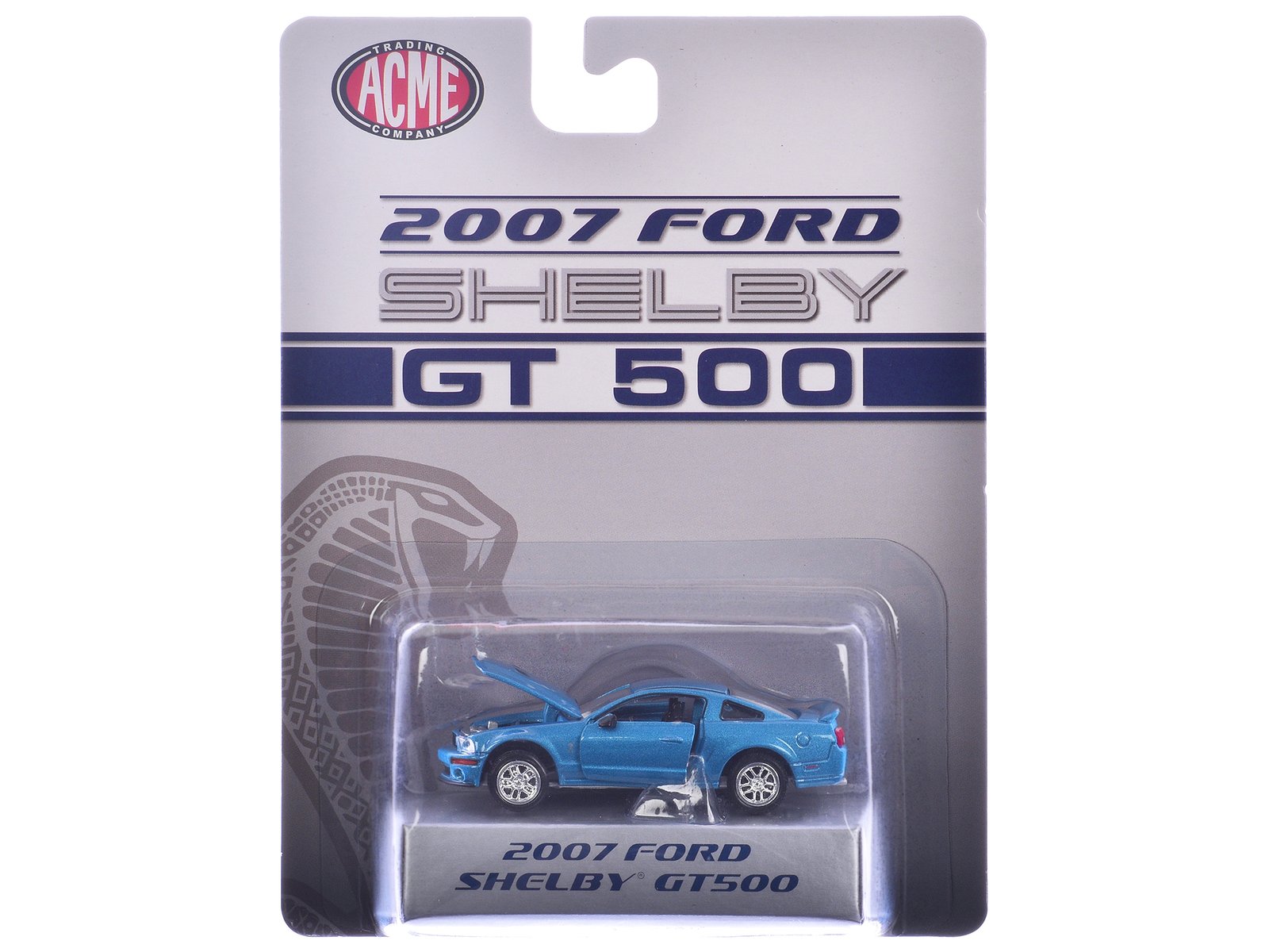 2007 ford shelby gt500 windveil blue metallic "shelby collectibles" series 1/64 diecast model car by acme 2007 ford shelby gt500 windveil blue metallic "shelby collectibles" series 1/64 diecast model car by acme