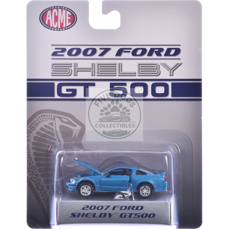 2007 ford shelby gt500 windveil blue metallic "shelby collectibles" series 1/64 diecast model car by acme