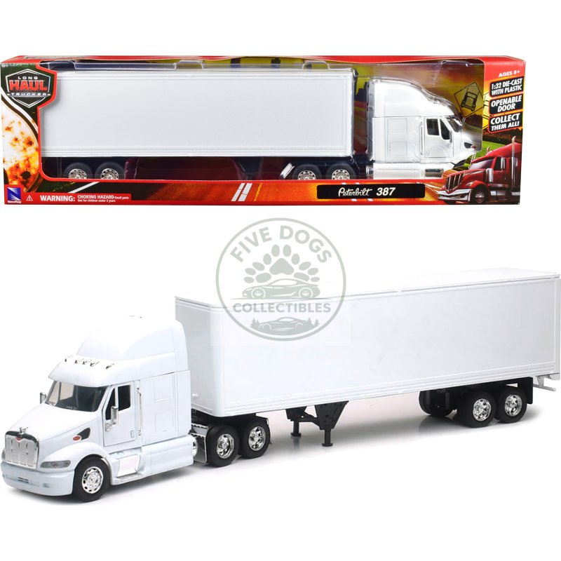 peterbilt 387 truck with dry goods trailer white "long haul truckers" series 1/32 diecast model by new ray