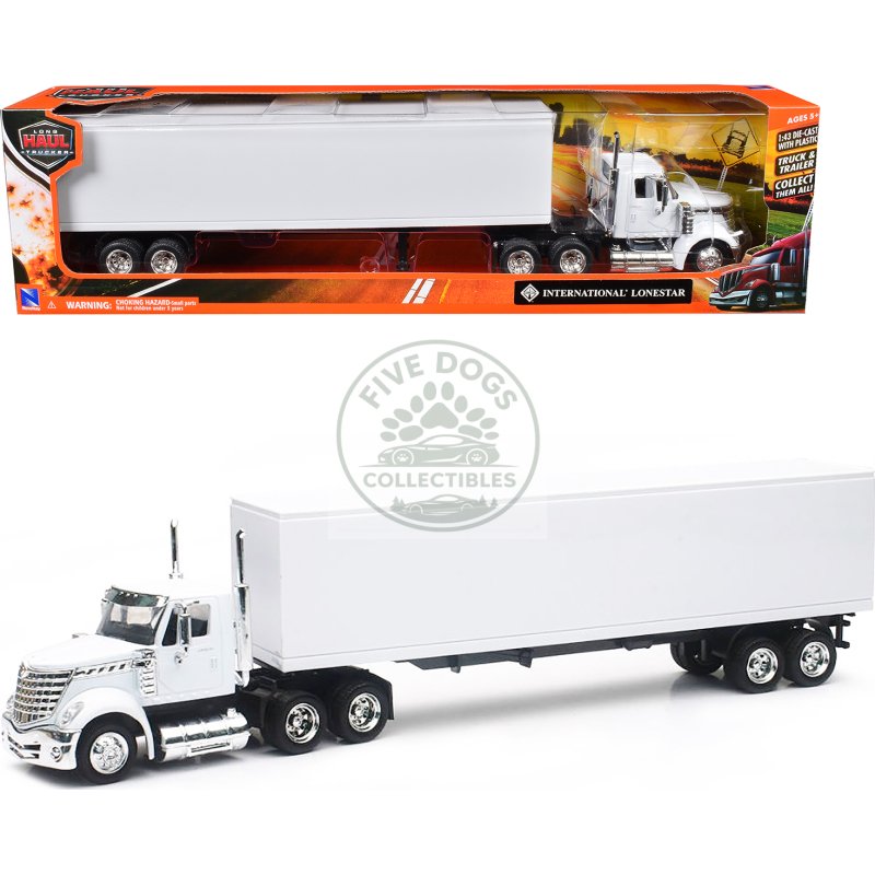 international lonestar truck with dry goods trailer white "long haul truckers" series 1/43 diecast model by new ray