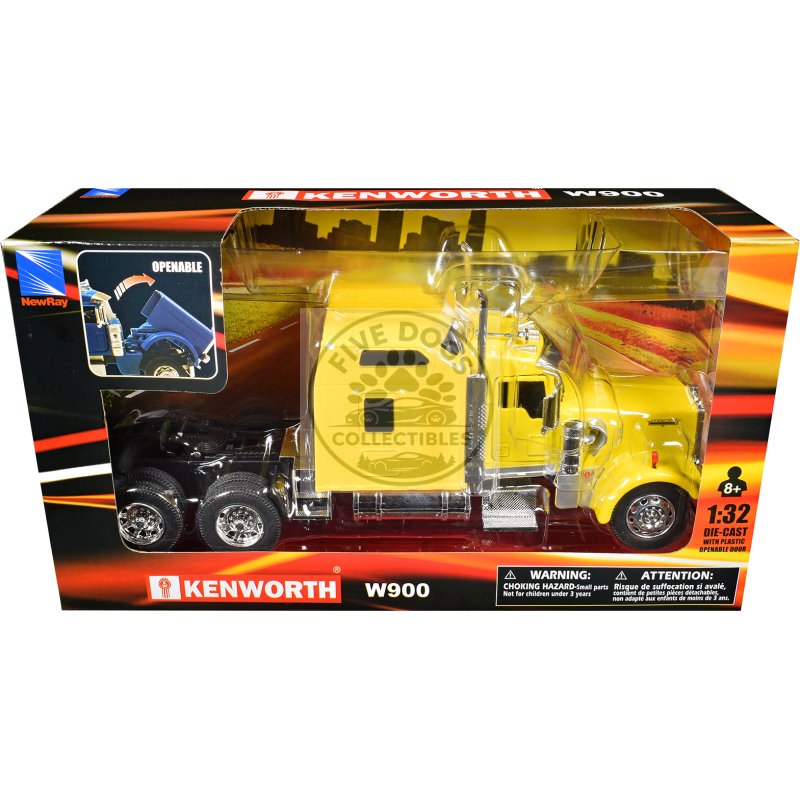 kenworth w900 truck tractor yellow "long haul truckers" series 1/32 diecast model by new ray