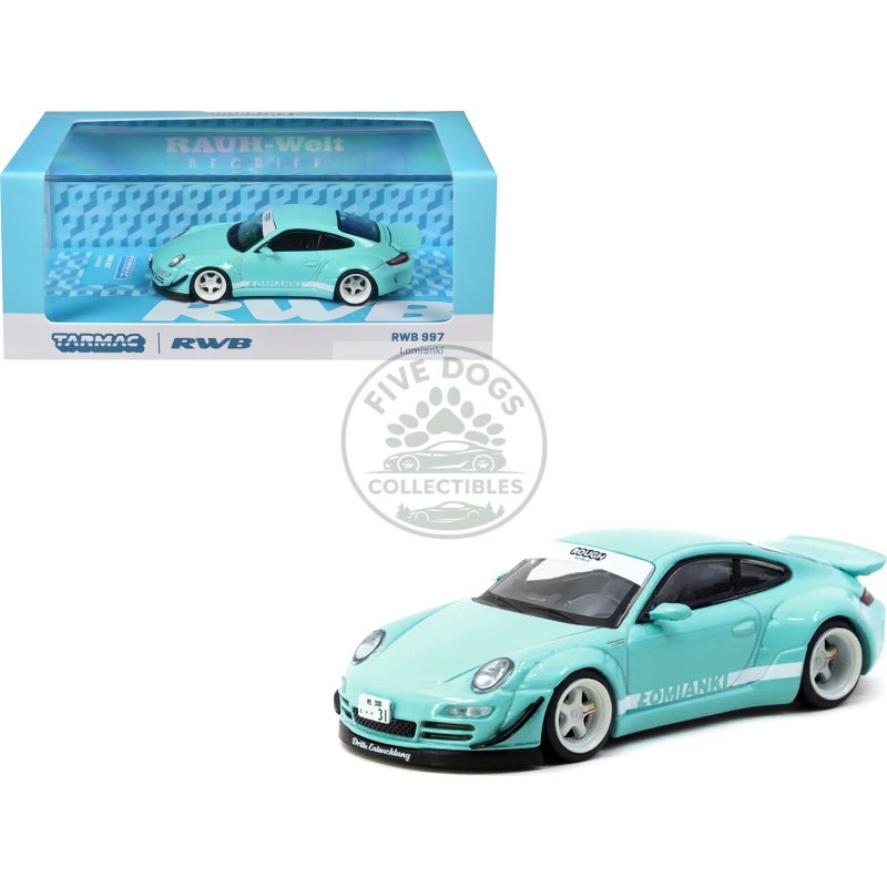 rwb 997 "lomianki" light blue with white stripes "hobby64" series 1/64 diecast model car by tarmac works