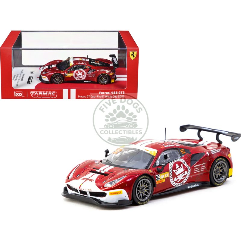ferrari 488 gt3 #52 chen weian "harmony racing" "macau gt cup" (2023) "hobby64" series 1/64 diecast model car by tarmac works