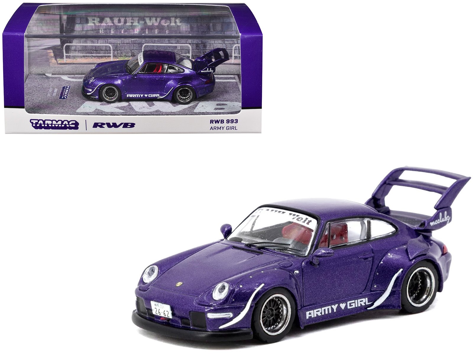 rwb 993 "army girl" purple metallic "hobby64" series 1/64 diecast model car by tarmac works rwb 993 "army girl" purple metallic "hobby64" series 1/64 diecast model car by tarmac works