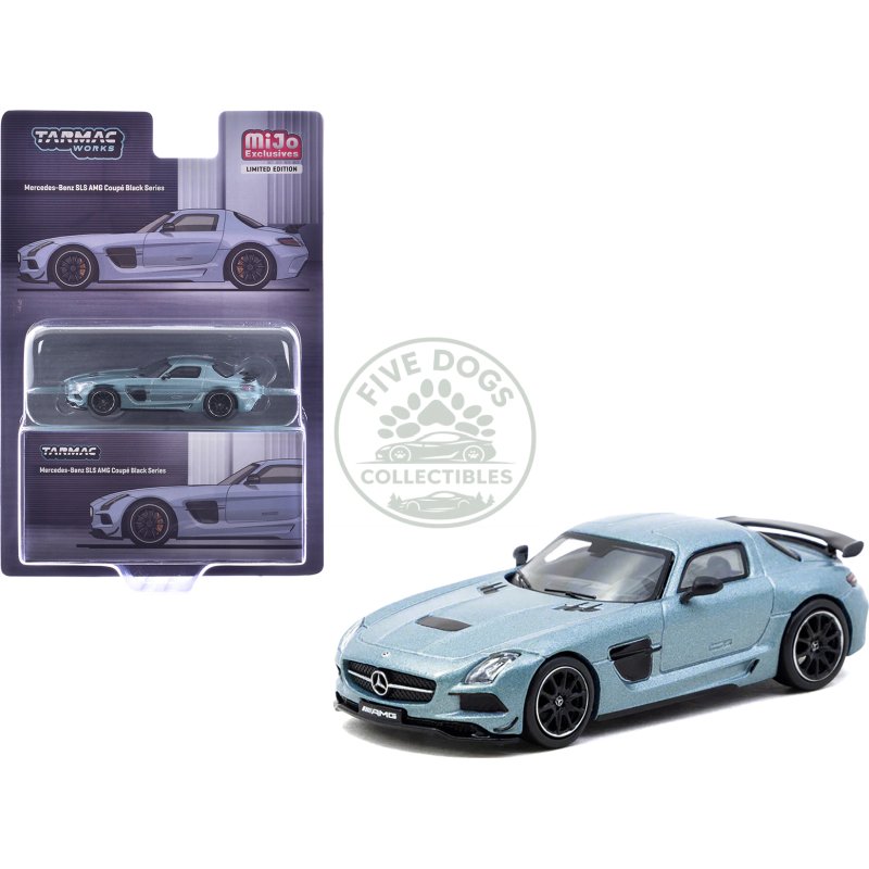 mercedes benz sls amg coupe black series matte blue metallic "global64" series 1/64 diecast model by tarmac works