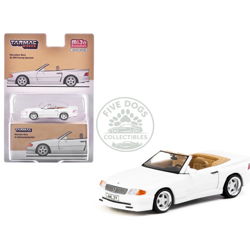 mercedes benz sl 500 koenig specials convertible white "global64" series 1/64 diecast model by tarmac works