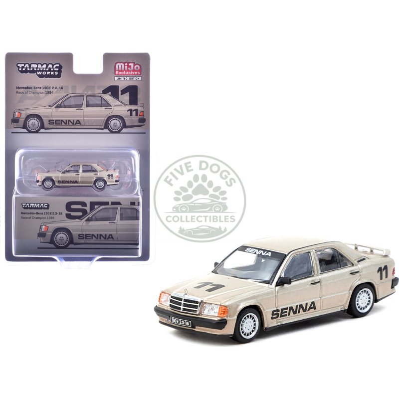 mercedes benz 190 e 2.3 16 #11 ayrton senna winner "race of champions" (1984) "global64" series 1/64 diecast model by tarmac works