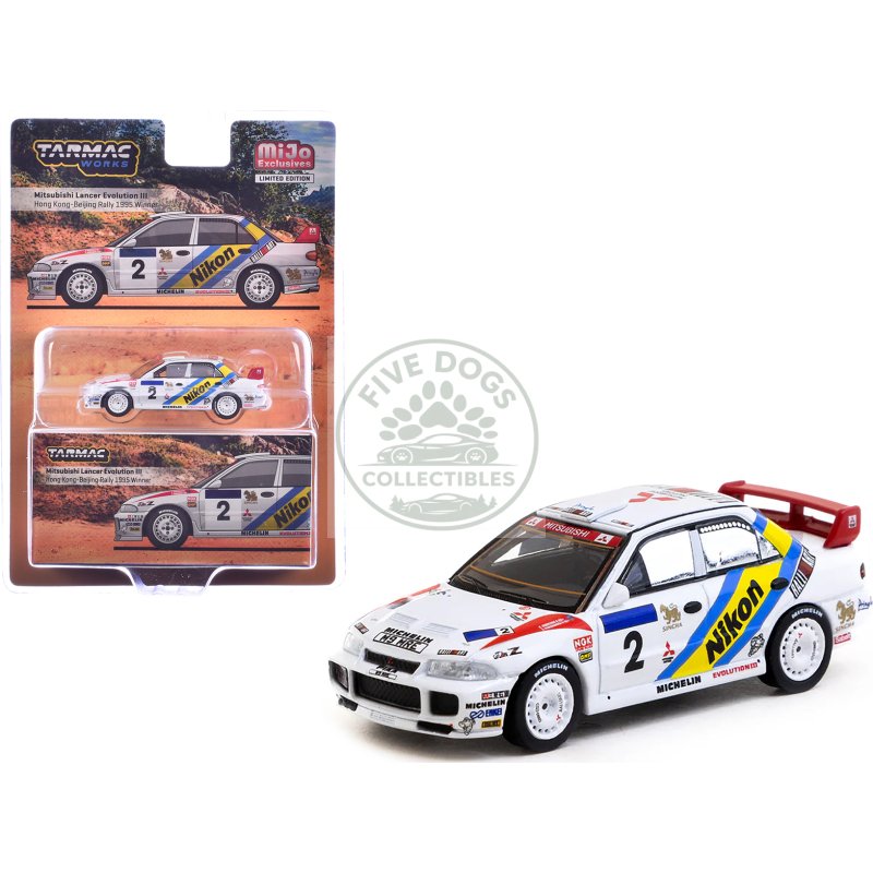mitsubishi lancer evolution iii #2 kenneth eriksson staffan parmander winner "hong kong beijing rally" (1995) "global64" series 1/64 diecast model by tarmac works
