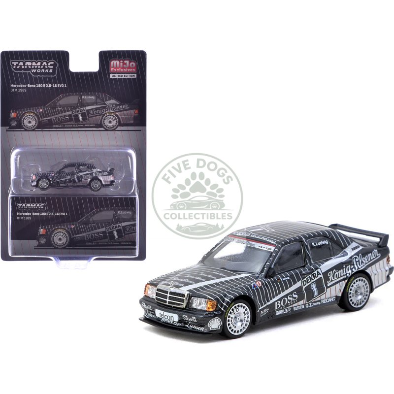 mercedes benz 190 e 2.5 16 evo 1 #1 klaus ludwig "deutsche tourenwagen meisterschaft (dtm)" (1989) "global64" series 1/64 diecast model by tarmac works