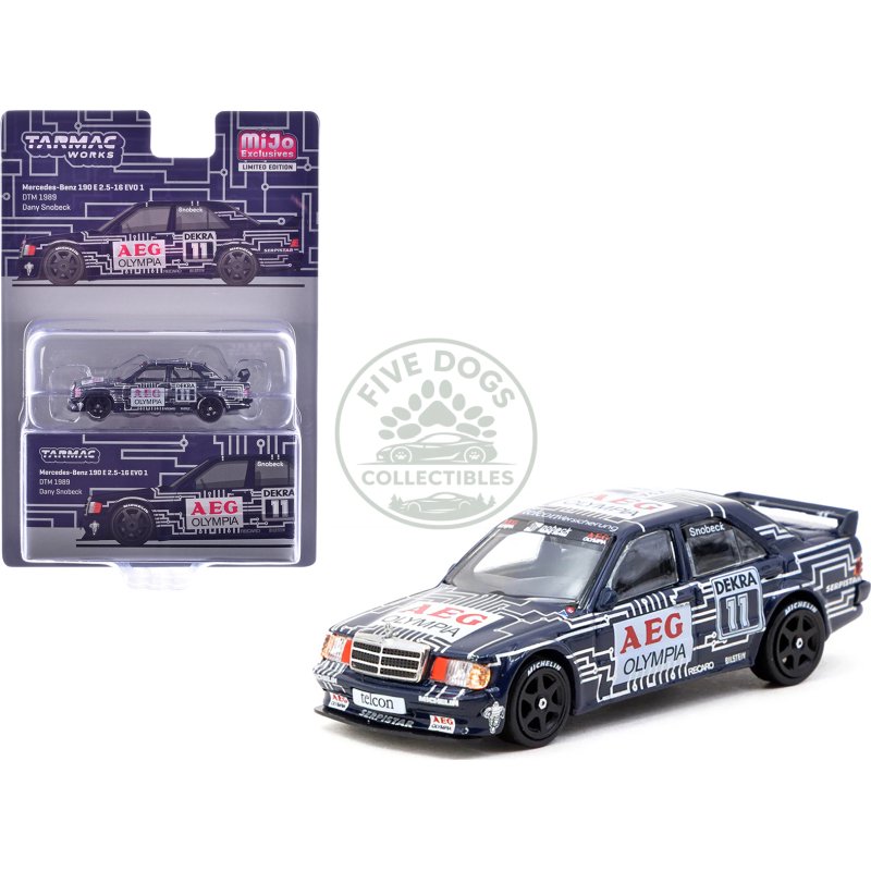 mercedes benz 190 e 2.5 16 evo 1 #11 dany snobeck "deutsche tourenwagen meisterschaft (dtm)" (1989) "global64" series 1/64 diecast model by tarmac works
