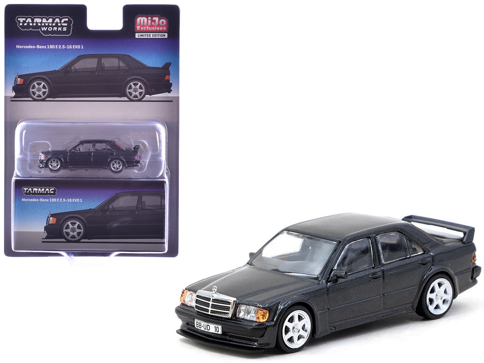 mercedes benz 190 e 2.5 16 evo 1 blue black metallic "global64" series 1/64 diecast model by tarmac works mercedes benz 190 e 2.5 16 evo 1 blue black metallic "global64" series 1/64 diecast model by tarmac works