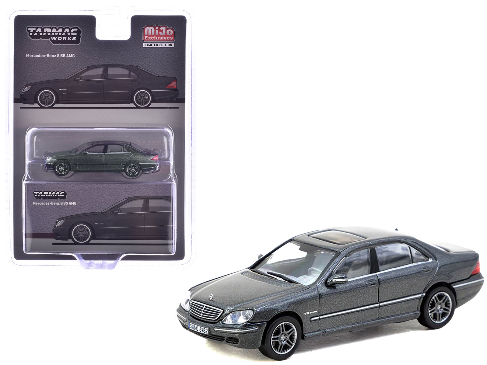 mercedes benz s 65 amg tectite gray metallic "global64" series 1/64 diecast model by tarmac works mercedes benz s 65 amg tectite gray metallic "global64" series 1/64 diecast model by tarmac works