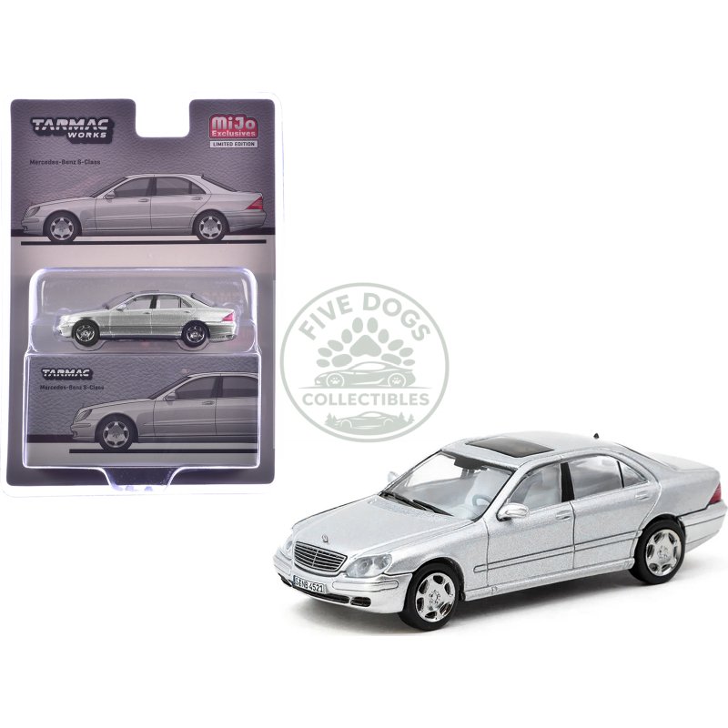 mercedes benz s class brilliant silver metallic "global64" series 1/64 diecast model by tarmac works