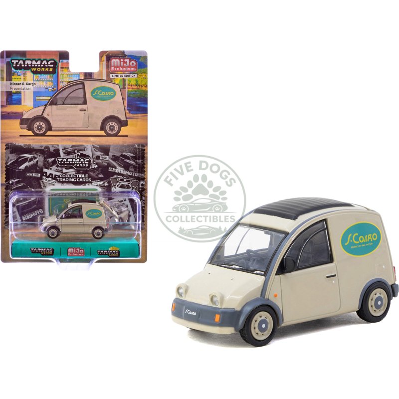 nissan s cargo van rhd (right hand drive) "presentation" beige with tarmac cards "global64" series 1/64 diecast model car by tarmac works