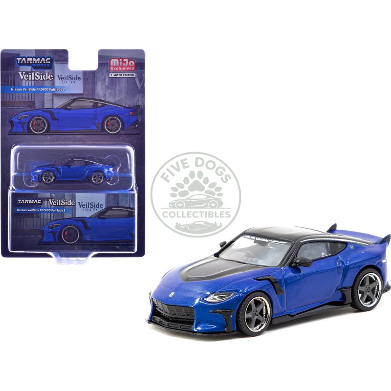nissan veilside ffz400 fairlady z rhd (right hand drive) blue metallic with black top "global64" series 1/64 diecast model by tarmac works