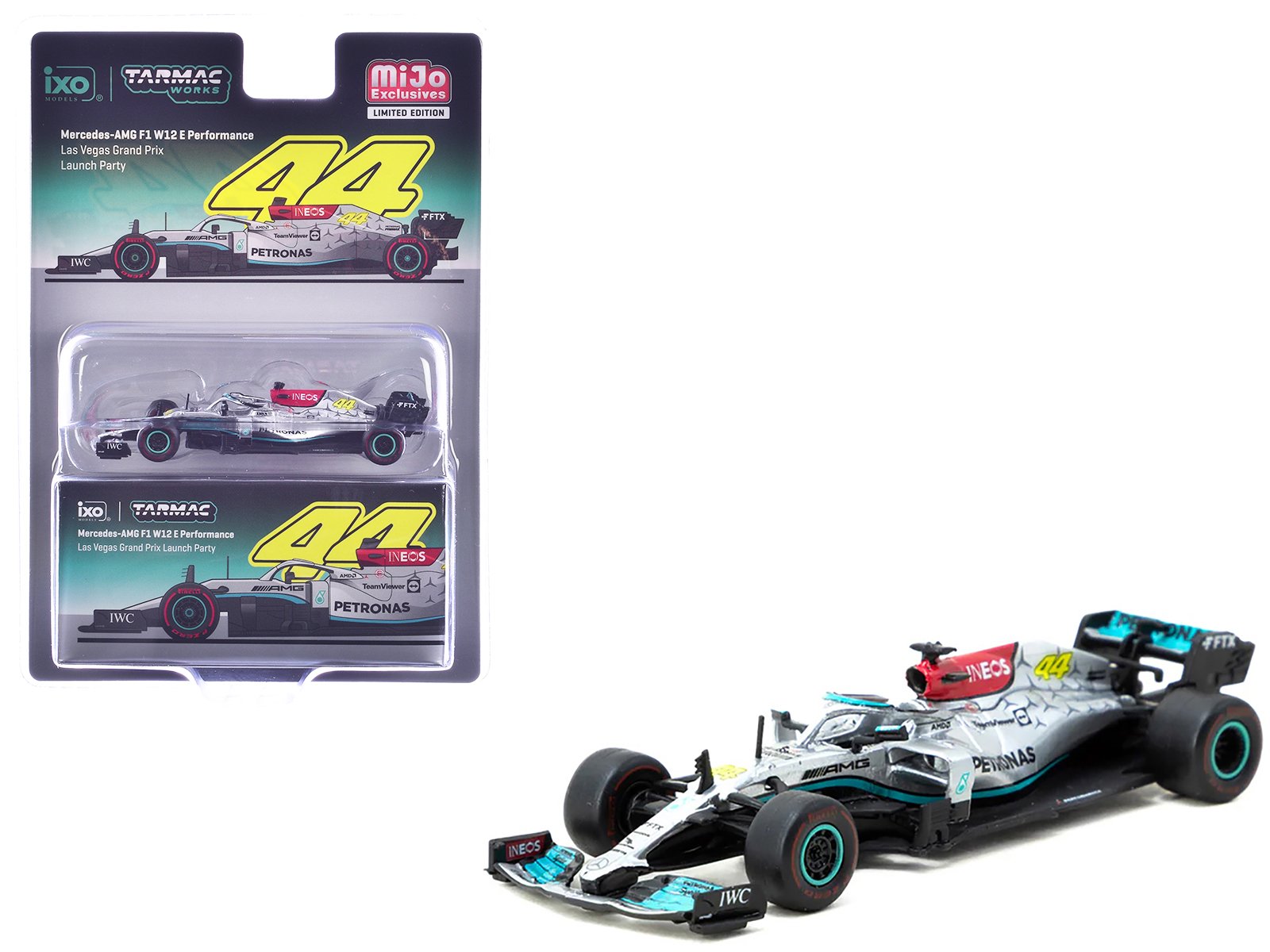 mercedes amg f1 w12 e performance formula one f1 "las vegas grand prix launch party" "global64" series 1/64 diecast model car by tarmac works mercedes amg f1 w12 e performance formula one f1 "las vegas grand prix launch party" "global64" series 1/64 diecast model car by tarmac works