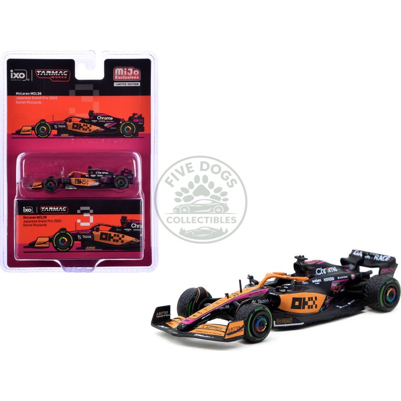 mclaren mcl36 #3 daniel ricciardo formula one f1 "japanese gp" (2022) "global64" series 1/64 diecast model car by tarmac works