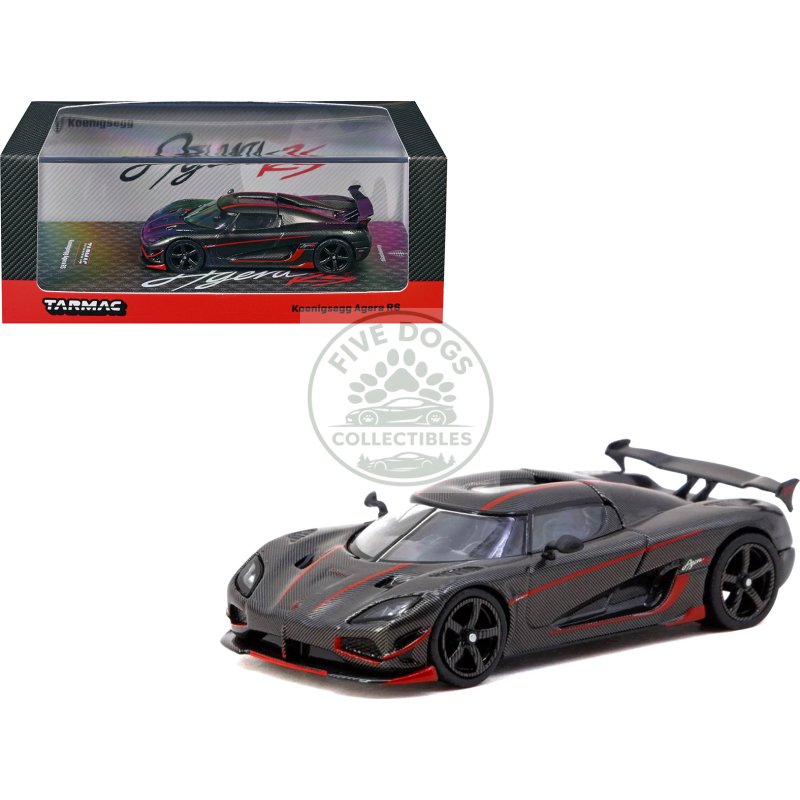 koenigsegg agera rs black carbon with red accents "global64" series 1/64 diecast model car by tarmac works