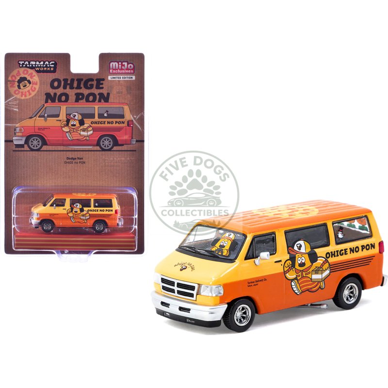 dodge van "ohige no pon" orange two tone "global64" series 1/64 diecast model by tarmac works