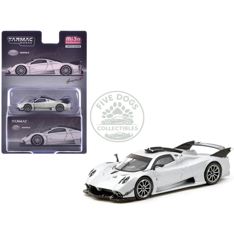 pagani huayra r satin silver metallic "global64" series 1/64 diecast model by tarmac works