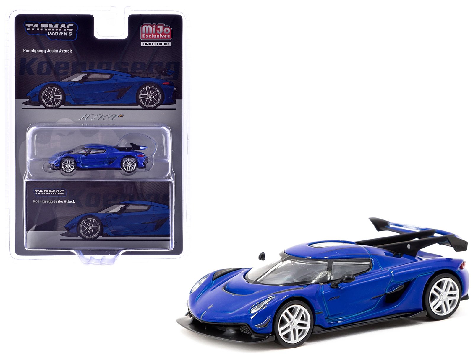 koenigsegg jesko attack blue metallic "global64" series 1/64 diecast model by tarmac works koenigsegg jesko attack blue metallic "global64" series 1/64 diecast model by tarmac works