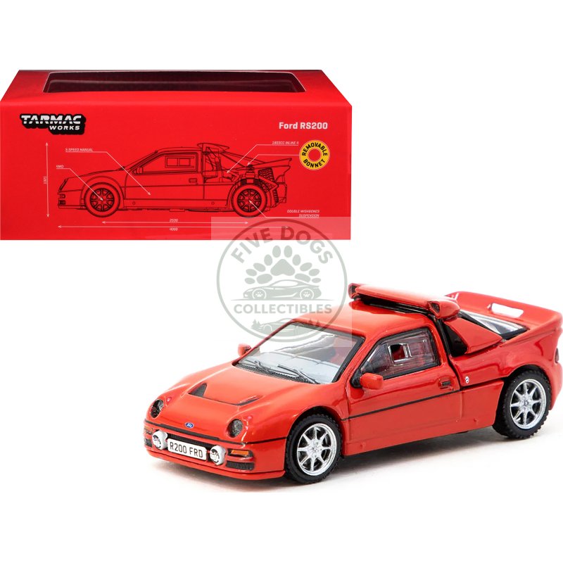 ford rs200 red "hobby64" series 1/64 diecast model car by tarmac works