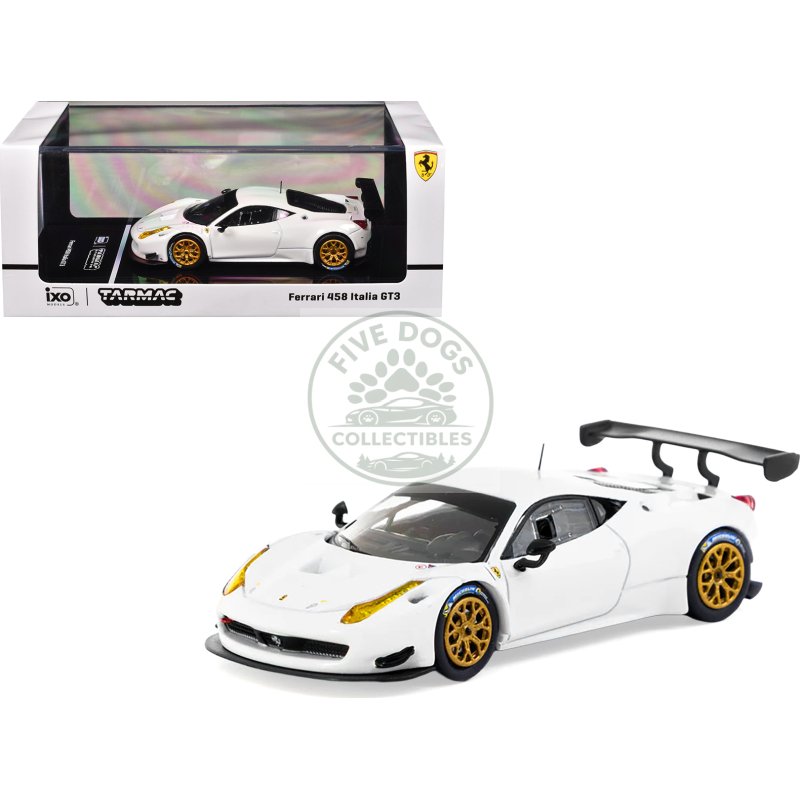 ferrari 458 italia gt3 white with gold wheels "road64" series 1/64 diecast model car by tarmac works