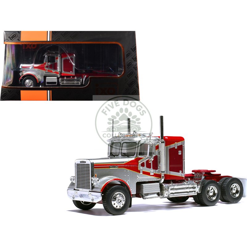 1977 freightliner flc 120 64 t truck tractor red and silver metallic 1/43 diecast model by ixo models