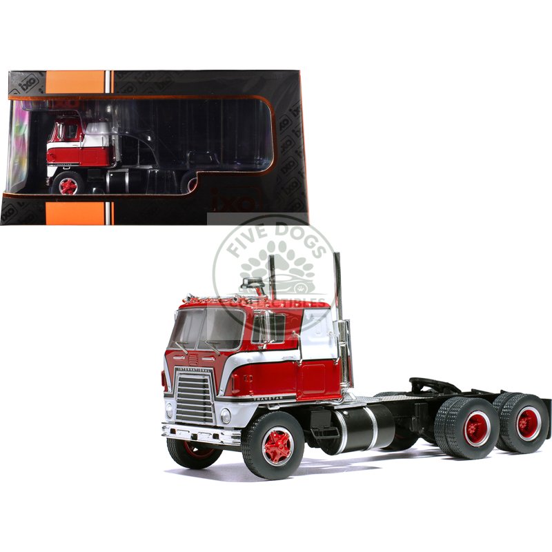 1965 international transtar coe truck tractor red with white stripes 1/43 diecast model by ixo models