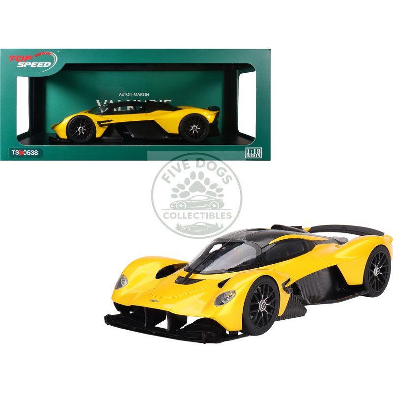 aston martin valkyrie cosmopolitan yellow metallic and carbon 1/18 model car by top speed