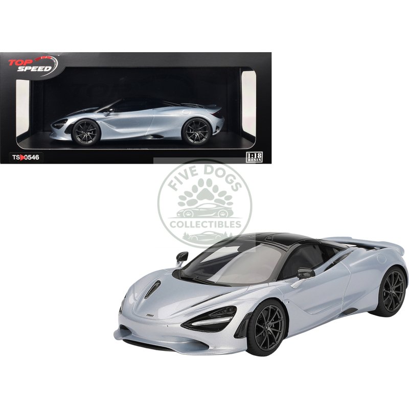 mclaren 750s ice silver metallic with black top 1/18 model car by top speed