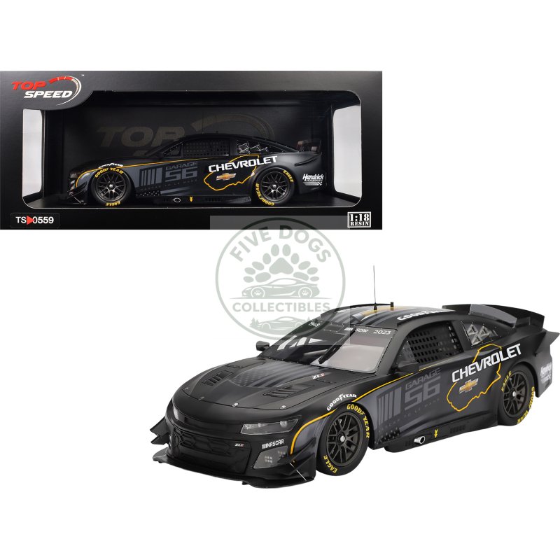 chevrolet camaro zl1 #24 "hendrick motorsports test car" matt black with graphics 1/18 model car by top speed