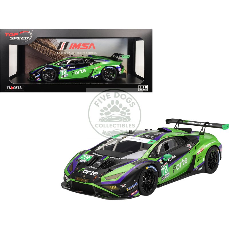 lamborghini huracan gt3 evo2 #78 devlin defrancesco misha goikhberg sandy mitchell loris spinelli "forte racing" imsa "24 hours of daytona" (2024) 1/18 model car by top speed
