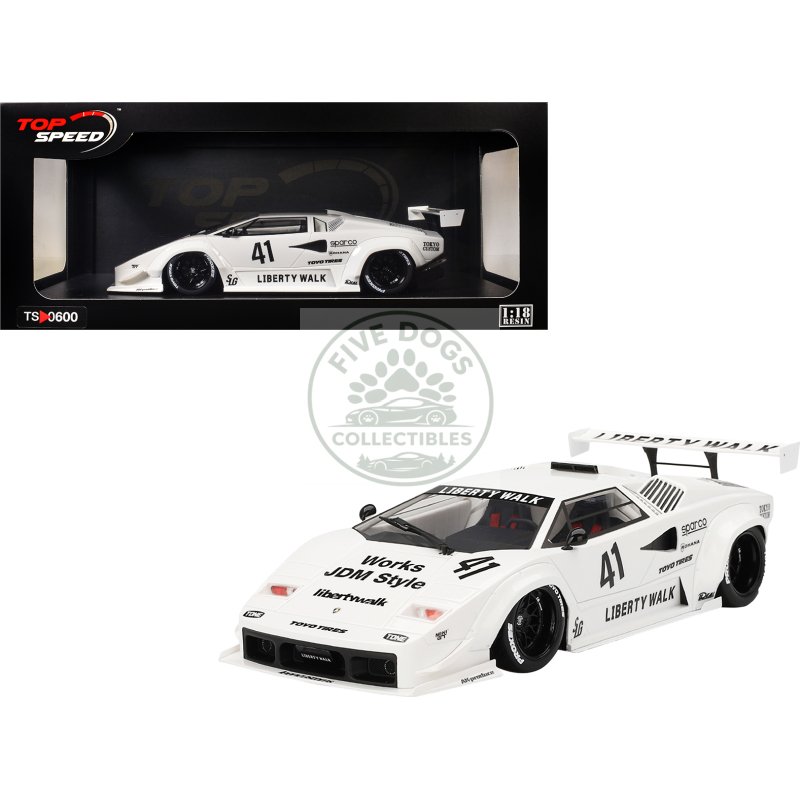 lamborghini countach lb works #41 white "2024 tokyo auto salon" 1/18 model car by top speed