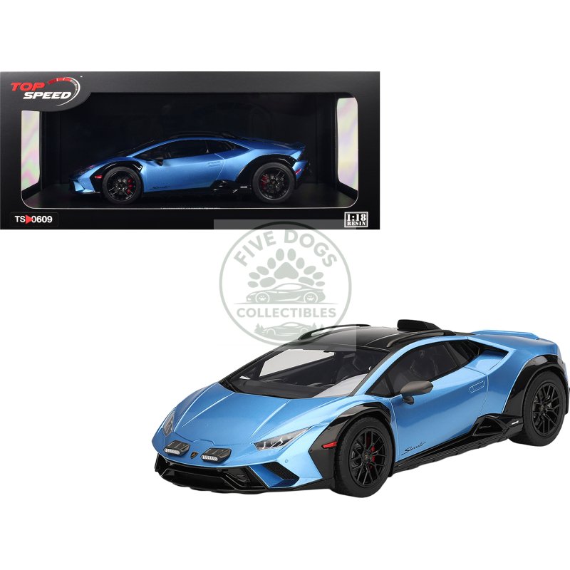 lamborghini huracan sterrato blu aegir blue metallic with matt black top 1/18 model car by top speed